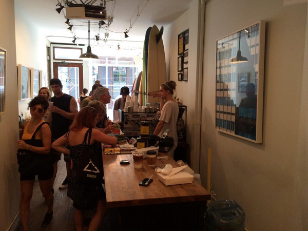SATURDAYS SURF NYC shop, High end design surfboards, Beach apparel and grab and go ice coffees, espressos and brews